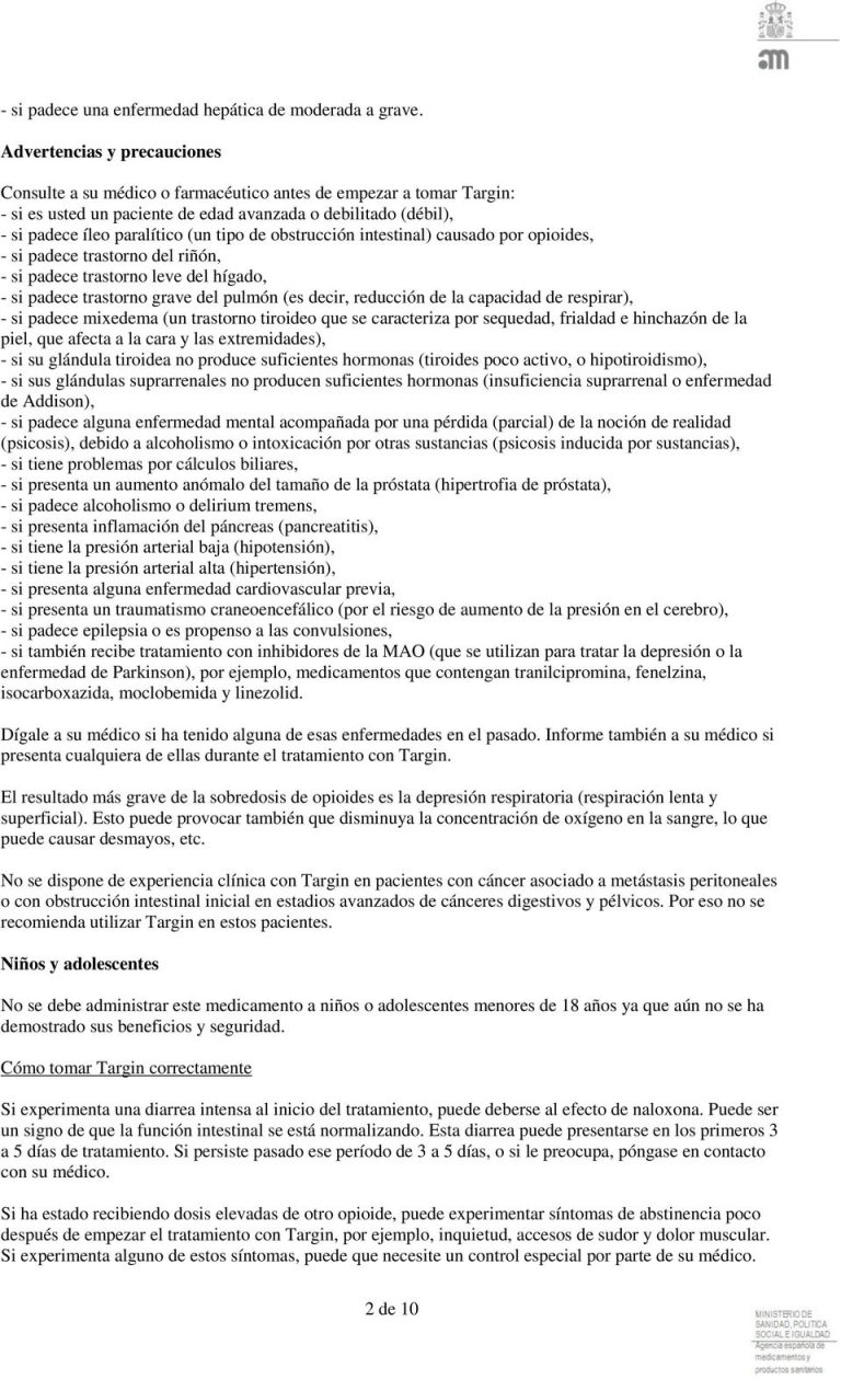 Como dejar de tomar targin actualizado marzo 2025